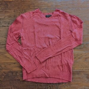 Banana Republic Men's Heather Burgundy Cotton V-Neck Sweater Large